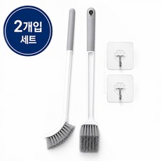 오앤오 루틴 다용도 변기 화장실 청소솔 브러쉬 2개+후크 2개 세트, 1세트, 그레이
