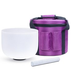 水晶缽 附紫色收納包 聲音療癒冥想工具 身心靈平衡, 白色, 1個, 2