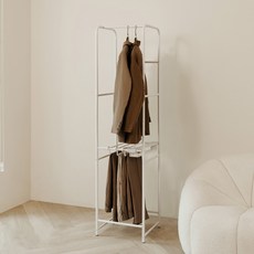 【H&R安室家】簡約金屬多功能落地掛衣架 褲子掛架(附10入褲架) LS319, 白色, 1個