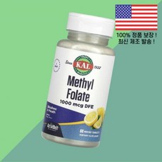 칼 KAL 메틸 엽산 폴레이트 폴릭 애씨드 레몬 1000mcg DFE 60 마이크로정 Methyl Folate Lemon Micro Tablets, 1개