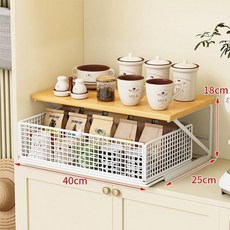 物架抽屜式防塵儲物架檯面餐桌櫃茶包水杯架子收納盒, 白色