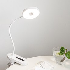 킨하우스 밝기조절 5색 온도 LED 집게 스탠드, 화이트