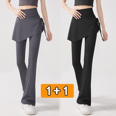 CBHV 여자 사선 치마 바지 일체형 레깅스 스판 스키니 바지 1+1