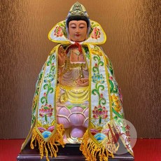 【金龍佛具】新版觀音衣 白色/黃色，適用1尺至1尺6神明尺寸，菩薩專用竹衣蓮花衣, 1個, 1尺1長-1尺3神明穿-瘦體觀音用,白色