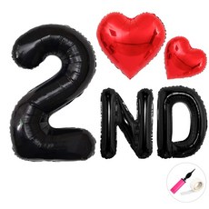 이벤트홀릭 기념일 100cm 블랙 풍선 숫자 파티 세트 결혼 백일 촬영, 1개, 2주년