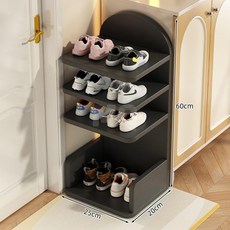 臺灣爆品-兒童鞋架多層家用門口寶寶自主收納防塵鞋櫃實木省空間收納置物架, 雅典黑四層-分層有致, 1個