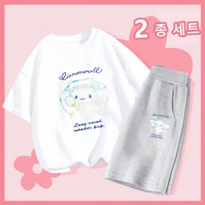 GOYES 산리오 귀여운 심플 티셔츠 반팔티 라운드넥 캐릭터 반팔 반바지 시나모롤 여름반팔