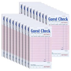 ESSENTIAL Guest Check Books 8.9 x 17.1cm(3.5 x 6.75인치) 1000장 핑크 서버 노트 패드 및 웨이트리스 주문 북스트(20권)