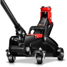 오토 다이너스티 2톤 플로어 잭 내구성 강한 강철 수동 유압 차량 싱글 피스톤 빠른 리프트 펌프 레이싱 리프팅 범위 51인치에서 13인치 블랙, 검정, 1.5톤