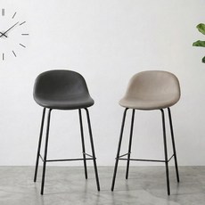 赫爾皮革靠背吧台高腳椅(中島椅60cm), 米色, 2個