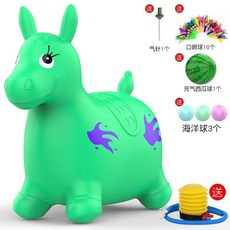 臺灣-出貨【新款熱銷】跳跳馬兒童小馬充氣玩具寶寶騎馬跳跳鹿大人可坐橡膠馬木馬, 加大加厚跳跳馬-綠色-單首普通音樂盒+送, 1個