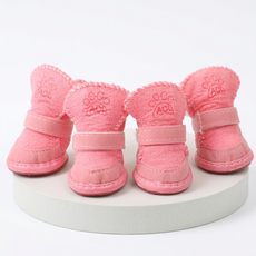 융풍 반려견 발보호 신발 미끄럼방지 방수 산책용 강아지 슈즈, 1세트, 핑크색