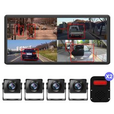 메모리카드 포함 10.36인치 4k 와이드 4채널 블랙박스 화물차용 후방카메라 풀세트 X4, set, 128GB, 실외4개+1080고화질+Ai감지+Ai스피커2개