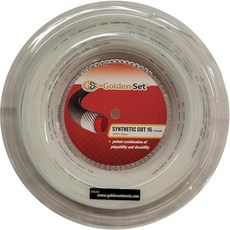 Golden Set 인조 거트 16g (1.30mm) 릴 (660ft/200m) 테니스 스트링 (화이트), 162.9m(660피트) 릴 16게이지 화이트