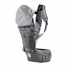 多功能透氣網布腰凳背帶，可拆卸遮陽罩，大容量收納空間，人體工學設計, 東京灰