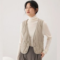 HAM 여성 오리털 초 경량 패딩 조끼 V넥 덕다운 베스트