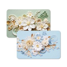 (1+1) 모니즈 로얄플라워 3D 규조토 발매트 간편세척 논슬립 매트, 로얄그린+로얄블루, 1세트