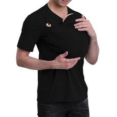 남성용 띠 셔츠 아빠와 를 위한 셔츠 V넥 반팔 티셔츠(모자 검은 모자 S 사이즈)