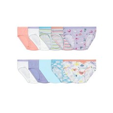 Fruit of the Loom 유아 여아용 태그 프리 면 속옷 브리프 - 6팩 - 다양한 색상 2-3T103962