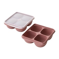 히어키친 국내생산 실리콘 4구 이유식 소분용기 얼음틀, 딥핑크 1+1, 2개