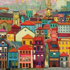 유명한 집 빈티지 포스터 도시 풍경 북유럽 캔버스 인쇄 그림 벽 예술 홈 장식 프레임, 7. 2