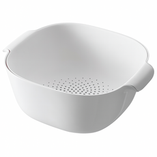 加厚雙層瀝水籃 洗菜籃 水果籃 雙層瀝水盆 密孔瀝水籃 多功能廚房瀝水籃, 白, 1個