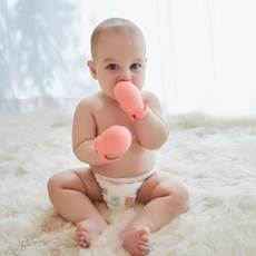 심통 실리콘100% 국민 손목 고정형 양손 2개 세트 아기 글러브 치발기 (보관케이스별도구매), 로즈핑크, 구강1~2단계 글러브치발기, 1세트