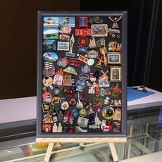 여행마그넷보드 냉장고자석 칠판 원목 사이즈 설명 참조 소형 꾸미기 기념품 브라운 소형 A, F. 검정 프레임 자석 보드 + 스탠드