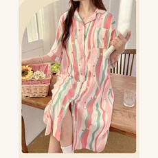 이리사 여름 브라패드산모 산후조리원 수유잠옷 텐셀 순면 반팔 임부 원피스 잠옷 홈웨어