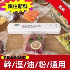 HAODADANG 真空包裝機 家用全自動真空封口機 食品保鮮 乾濕兩用, 白色/頂配+贈100袋子