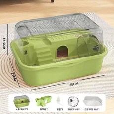 ANYOU 햄스터 케이지 애견 용품 투명 햄스터 풀세트 용품 햄스터 하우스 집, 1개, 그린