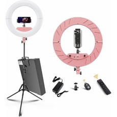 JJ GIANJIN 링 라이트 키트: 18인치/45cm 외부 55W6700k 디매블 LED 라이트 삼각대 스탠드 리모컨 카메라용 박스 스마트폰 유튜브 틱톡 자 촬영