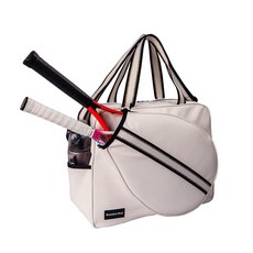 Remobia Hicol 화이트 PU 가죽 여성용 대형 스포츠 핸드백 테니스 라켓 숄더백 토트백 2개 물병 홀더 포함 3001334