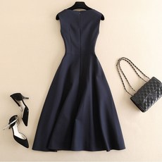 Seofst 여성 헵번풍 블랙 슬림핏 민소매 원피스