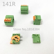 KF141R 50 개/몫 2.54mm 피치 스프링 터미널 블록 커넥터 2/3/4/5/10-20P 직각 녹색 RoHS PCB 탑재, [06] 4 Pin