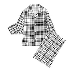 수아팜 아동 블랙체크 긴팔 파자마 세트