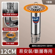 防臭博士 304不鏽鋼地漏芯, 加厚不鏽鋼【12CM橘色】斷層專用地漏芯