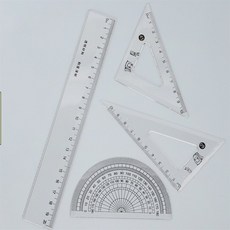 업위드 미니 4P 자 세트 눈금자 직자1P삼각자2P각도기1P 20센치자