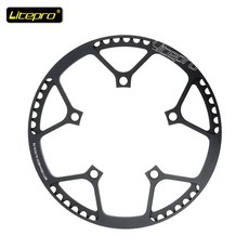 Litepro 스퀘어 커넥팅 로드 크랭크셋 130 BCD 체인링 45T 47T 53T 56T 58T 자전거 크랭크 및 체인휠 그래블 로드 바이크용, Black Chainwheel