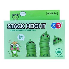 ZD 迷你小鴨疊疊樂玩具，適合3歲以上兒童，訓練手眼協調，2-4人遊戲, 綠色青蛙, 1個