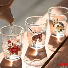 Daiso 韓式民畫燒酒杯組, 1個, Transparent