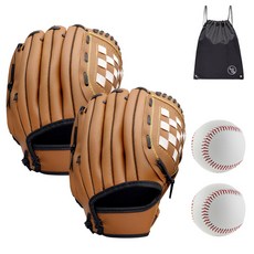 VITALO 올플레이 야구캐치볼 세트 우투 좌투용 글러브 2P+야구공2P+PGN짐쌕가방1P, 1세트, 우투 브라운세트