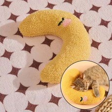 반려동물 수면 질 개선 목받침 쿠션 반달 베개, 1개, 옐로우