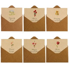 디어앤미 고급 꽃 미니 감사 인사 카드 6P 세트, 1개, 플라워