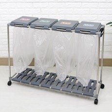 DAMDA 재활용 분리수거함 블랙/그레이 +비닐 50매 증정 2단 3단 4단, 블랙 4단