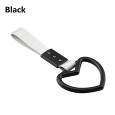 자동차 장식 하트 모양 핸들 스트랩 후면 범퍼 경고 안전 풀 링 스타일링 액세서리 1 PC, 02 Black
