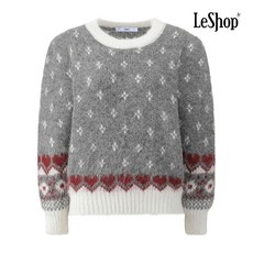 르샵 밑단 하트 짜임 라운드넥 니트 BPBKP024A 220161