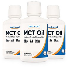MCT 오일 액체 16oz 3병, 473ml
