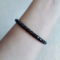 맥반석 팔찌 칭다오 멀티 팔찌 오크라 팔찌 음이온 토마린 팔찌 손목 보호대 팔찌, 블랙 6mm 평두구슬