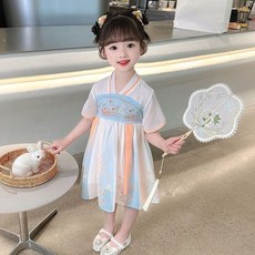 女小童漢服新中式薄款襦裙2026新款小女孩超仙國風連衣裙夏季唐裝